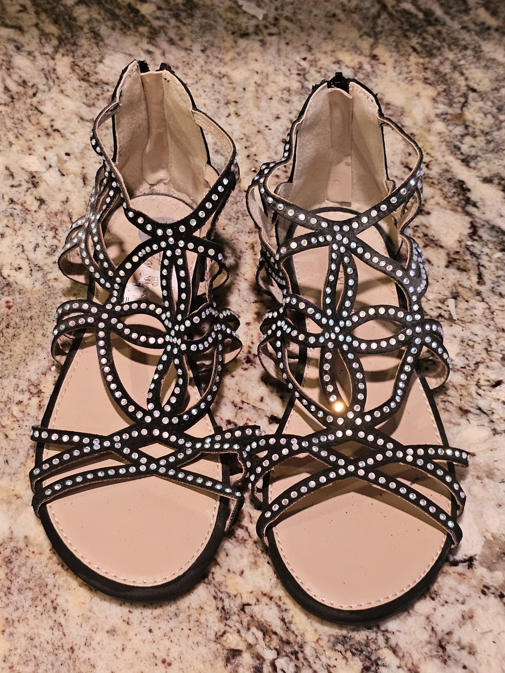 Women's Black Rhinestone Forever Tonu-63 Sandals